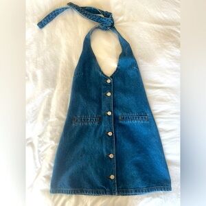 Denim Halter Mini Dress
